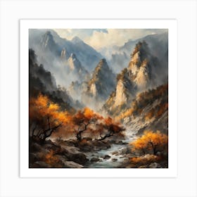 Chinese Mountains Landscape Painting (67) Art Print
