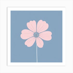 A White And Pink Flower In Minimalist Style Square Composition 635 Art Print