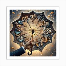 Umbrella In The Rain Art Print