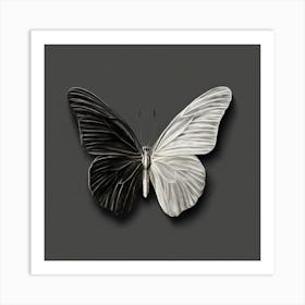 Butterfly In Black And White Art Print