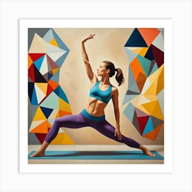 High Lunge Cubism Style Art Print