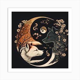 Yin Yang Fox Art Print