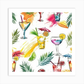 Seamless Pattern With Colorful Drinks Art Print