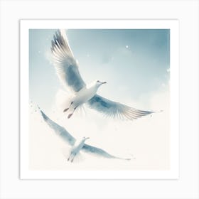 Seagulls In Flight Art Print