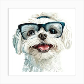 Dog With Glasses 61 Art Print