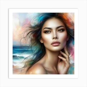 Artistry in Femininity: Pino Daeni and Mark Brooks's Beautiful Oceanic Creation. Art Print