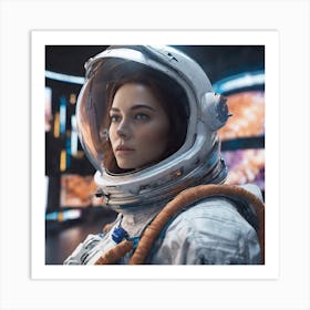 Woman Astronaut In Space Art Print