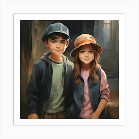 Boy And A Girl Art Print