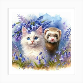 Ferret And Bluebells 1 Art Print