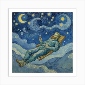 Lunar Serenity: Resting in the Night Art Print