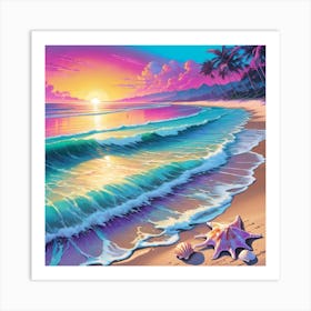 Sunset At The Beach 5 Art Print