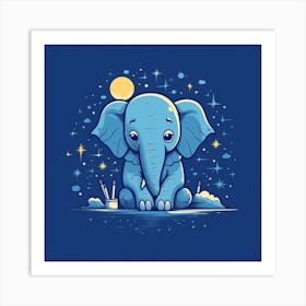 Elephant In The Moonlight Art Print