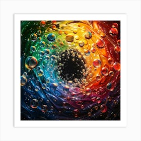 Rainbow Bubbles Cascade Abstract Art Print