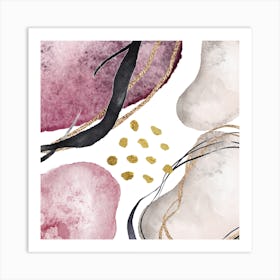 Gold And Pink Watercolor Painting Art Print