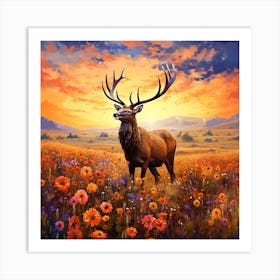 Deer In The Field 3 Art Print