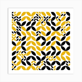 Abstract Black And Yellow Pattern Art Print