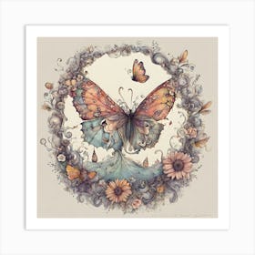 Butterfly In A Circle Art Print