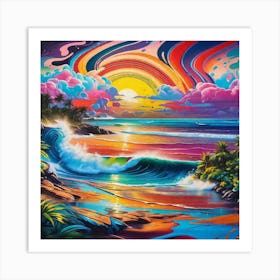 Sunset At The Beach 54 Art Print