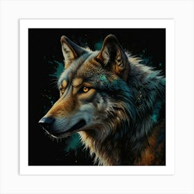 Leonardo Lightning Xl Watercolor Art An Animal Wolf Painting O 2 Art Print