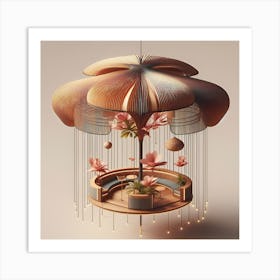 Hanging umbrella Chandelier Art Print