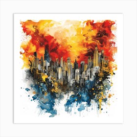 Sunset In Chicago Art Print