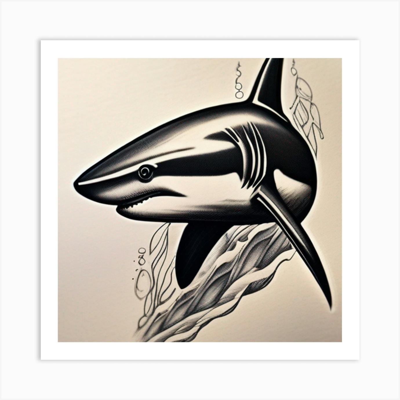 Shark - tattoo stock vector. Illustration of predatory - 12317012