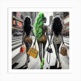 Three Women In New York City Art Print