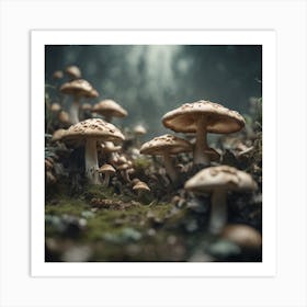 Mushrooms In The Forest 1 Art Print