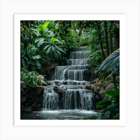 Waterfall In The Tropical Garden Art Print