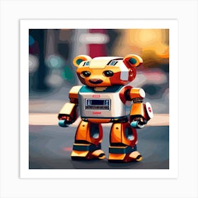 Teddy Bear robot Painting Art Print