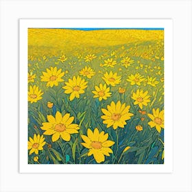 Sunflowers In The Field Art Print