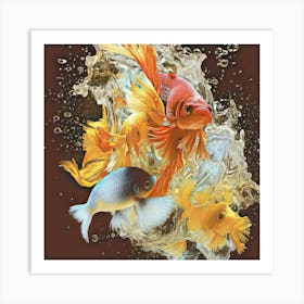 Goldfish Splash Art Print