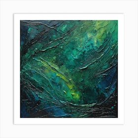 Abstract Painting Green and Blue Color 1 Art Print