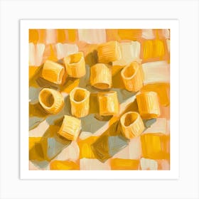 Rigatoni Pasta Yellow Checkerboard 1 Art Print