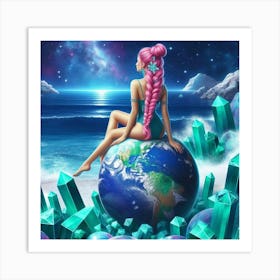 Girl Sitting On The Earth Affiche