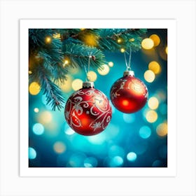 Christmas Tree Ball Background Holiday Merry Celebration Pine Ornament Glow Happy Design (14) Art Print