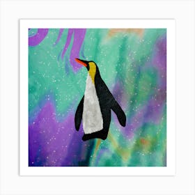 Penguin in Winter Wonderland Art Print