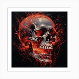 Skull On Fire Art Print