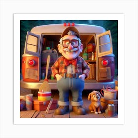 Old Man With A Camper Art Print