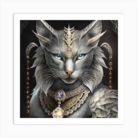 Firefly A Beautiful, Cool, Handsome Silver And Cream Majestic Masculine Main Cat Blended With A Japa (12) Art Print