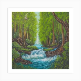 Character Portraits A Mural Depicting A Lush Green Forest 1 (1) Art Print