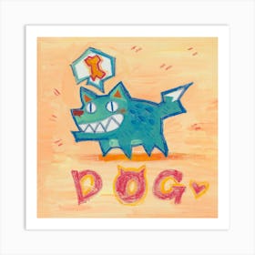 cartoon oil painting：Martian Dog Art Print