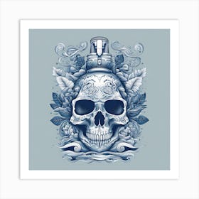 Skull With Flowers 1 Art Print