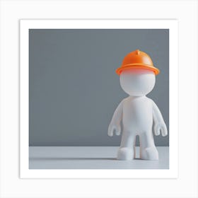 Construction Worker In Orange Hard Hat Art Print