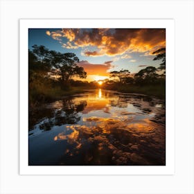 Sunset In The Savannah 3 Art Print