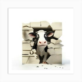 Cow In A Wall Art Print