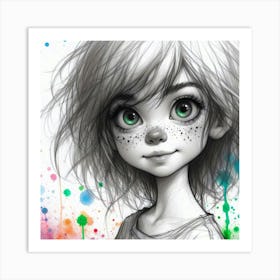 Girl With Green Eyes 1 Art Print