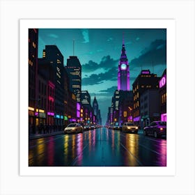 Electric Nights A City’s Dynamic Glow Art Print