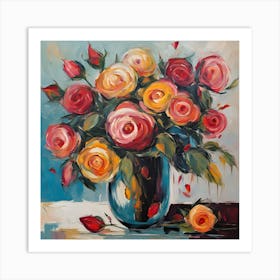 Roses In A Vase 2 Art Print