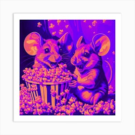 Mice Eating Popcorn Art Print